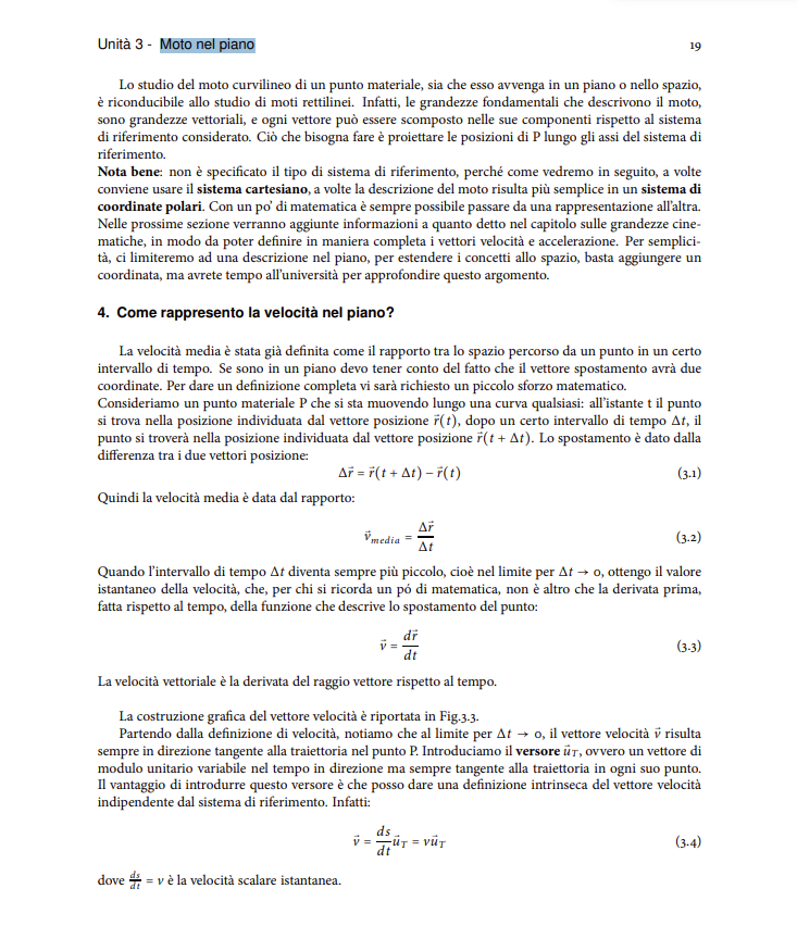 Esempio di formule matematiche presenti in un libro di testo